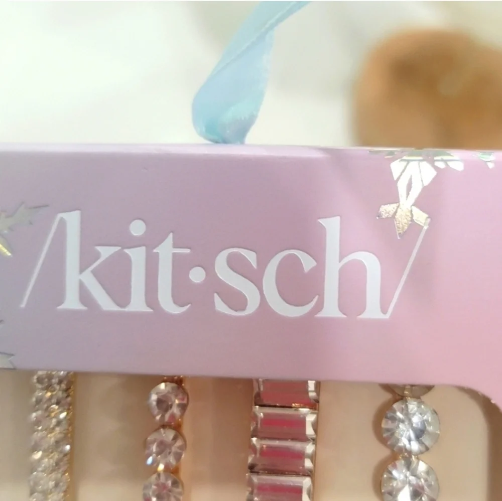 NEW /KIT-SCH/ Rhinestone Bobby Pins Set of 4 Gold Christmas Stocking Stuffer